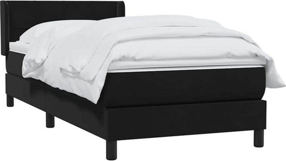 vidaxl Boxspringbett mit Matratze in Schwarz aus Samt, B/L: 90 x 210 cm - Bild 1