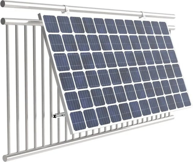 KSENG Solarmodul Halterung für Balkon mit verstellbarem Winkel 0–30 Grad, Montageset für Geländer aus Edelstahl in Silber oder Weiß - Bild 1