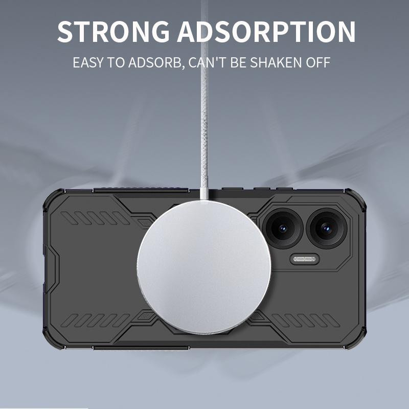 Armor Robustes Case für Xiaomi POCO M7 Pro, Magnetische Stoßfeste Schutzhülle aus PC und TPU, Transparent/Schwarz - Bild 1