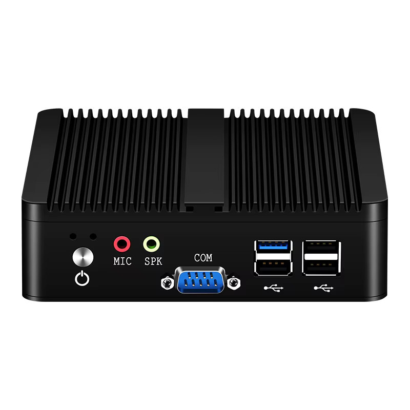 XCY Lüfterloser Mini-PC mit Intel Celeron J1900 Quad-Core 2,0 GHz, 256 GB, 8 GB RAM, Schwarz, 2x RS232, 2x LAN, Wi-Fi, Windows 10 Linux Embedded IoT Industriecomputer - Bild 2