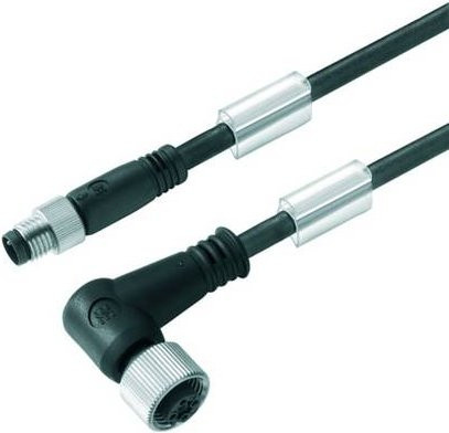 Weidmüller Sensor-Aktor-Steckverbinder M12 konfektioniert, gerade Stecker und gewinkelte Buchse, schwarz, 1,00 m Länge - Bild 1