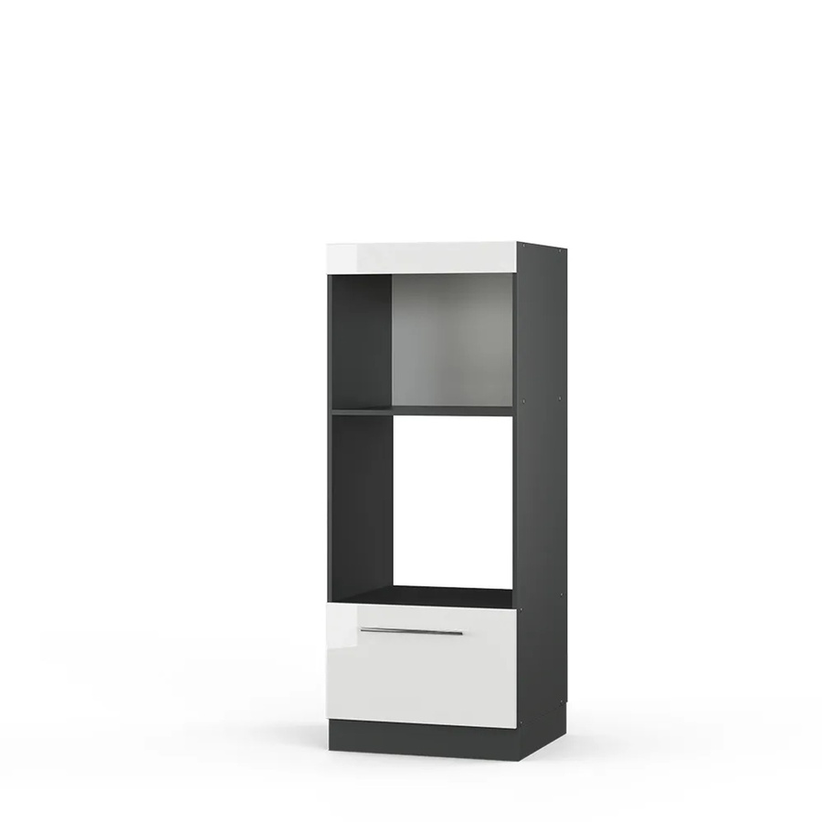 Vicco Mikrowellenumbauschrank Fame-Line Küchenschrank in Anthrazit und Weiß Hochglanz mit Schubladen und Regalfach, Breite: 60 cm, Höhe: 153 cm, Tiefe: 44,53 cm - Bild 3