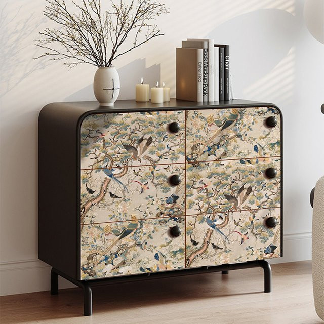WMYDYG Chinoiserie-Tapete mit Blumenvögeln in Multicolour, selbstklebende Vintage-Kontaktpapier zum Abziehen und Aufkleben - Bild 1