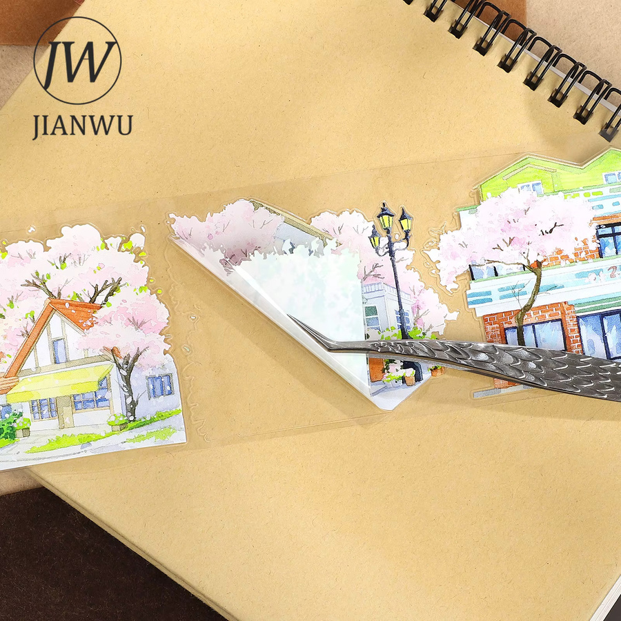 JIANWU PET-Klebeband Vintage Flower Street Road Landscape Motiv für Scrapbooking und DIY-Tagebuch, Mehrfarbig, Breite: 7 cm, Länge: 5 m - Bild 2