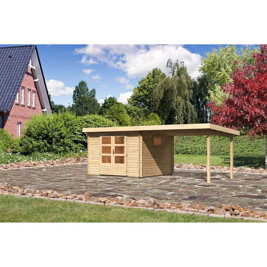 Karibu Holz-Gartenhaus Jeebel 3 in Natur mit Pultdach und moderner Blockbohlenbauweise, B/T: 282 x 282 cm - Bild 2