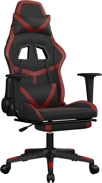 vidaXL Gaming-Stuhl mit Massagefunktion und Fußstütze in Schwarz-Rot aus Kunstleder - Bild 1