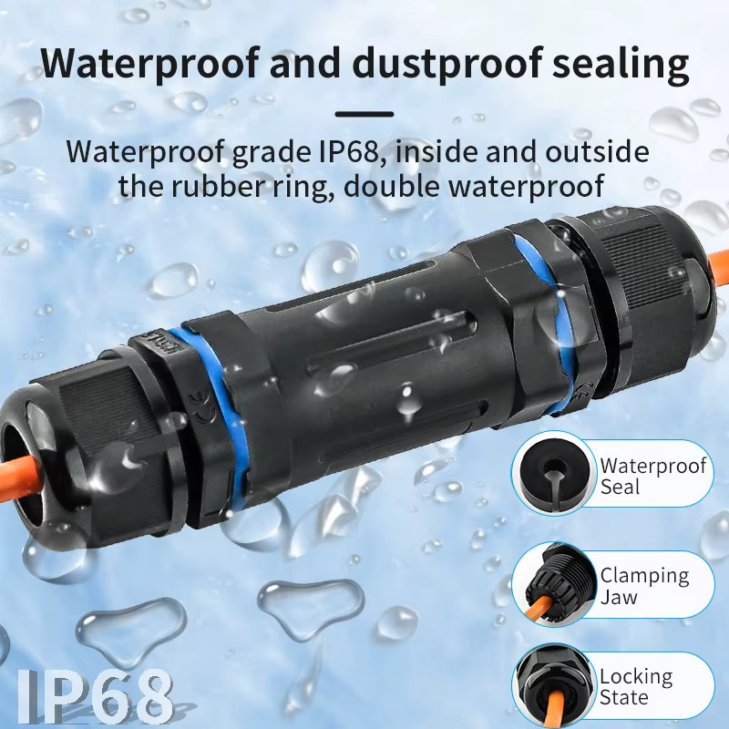 JINH IP68 RJ45 Netzwerk-Dockingstation für Outdoor-Anwendungen, wasserdichter Ethernet LAN Kabel-Extender Stecker, Schwarz - Bild 4