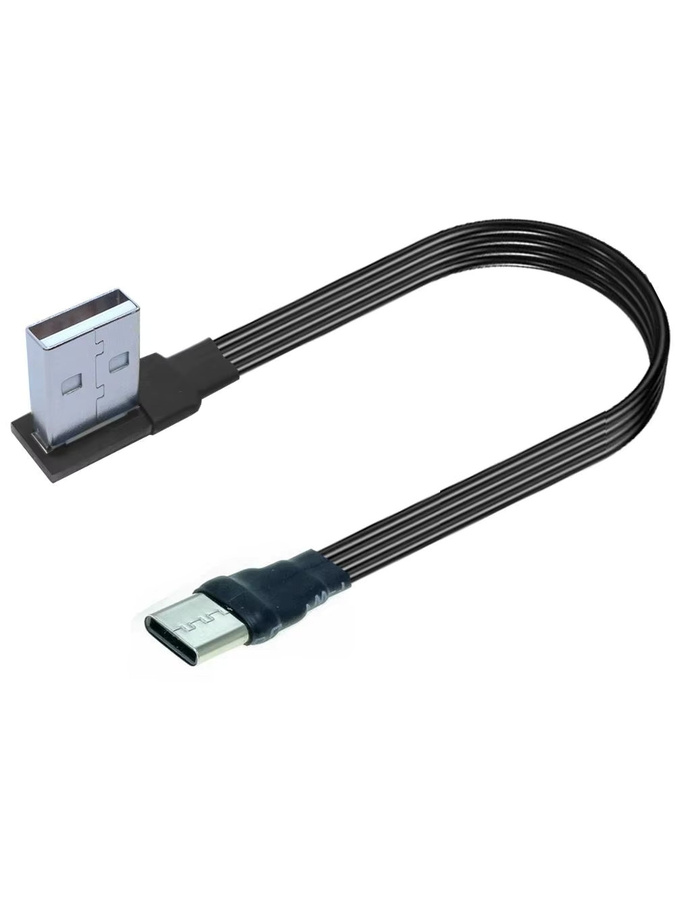 CY USB-C auf USB 2.0 Flachkabel mit 90 Grad Winkel, Datenkabel in Schwarz - Bild 4
