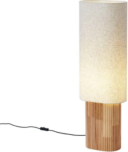 QAZQA Japandi Stehleuchte aus Holz mit beige Leinenschirm, Höhe: 90 cm - Bild 1
