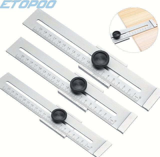 ETOPOO Präzisions-Markierungslehre aus Edelstahl in Silber, Parallel-Lineal und Schiebelineal - Bild 1