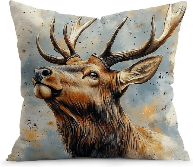 JMG Clothing Kissenbezug mit Hirsch-Motiv, Mehrfarbig, B/T/H: 40 x 40 x 1 cm - Bild 1