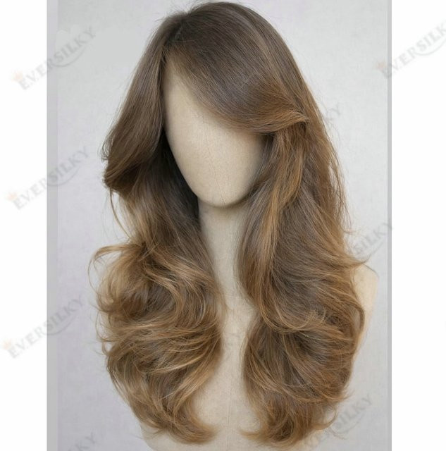 Eversilky Lace Front Perücke, Hellbraun Highlight, Natürliche Welle, Damen - Bild 1