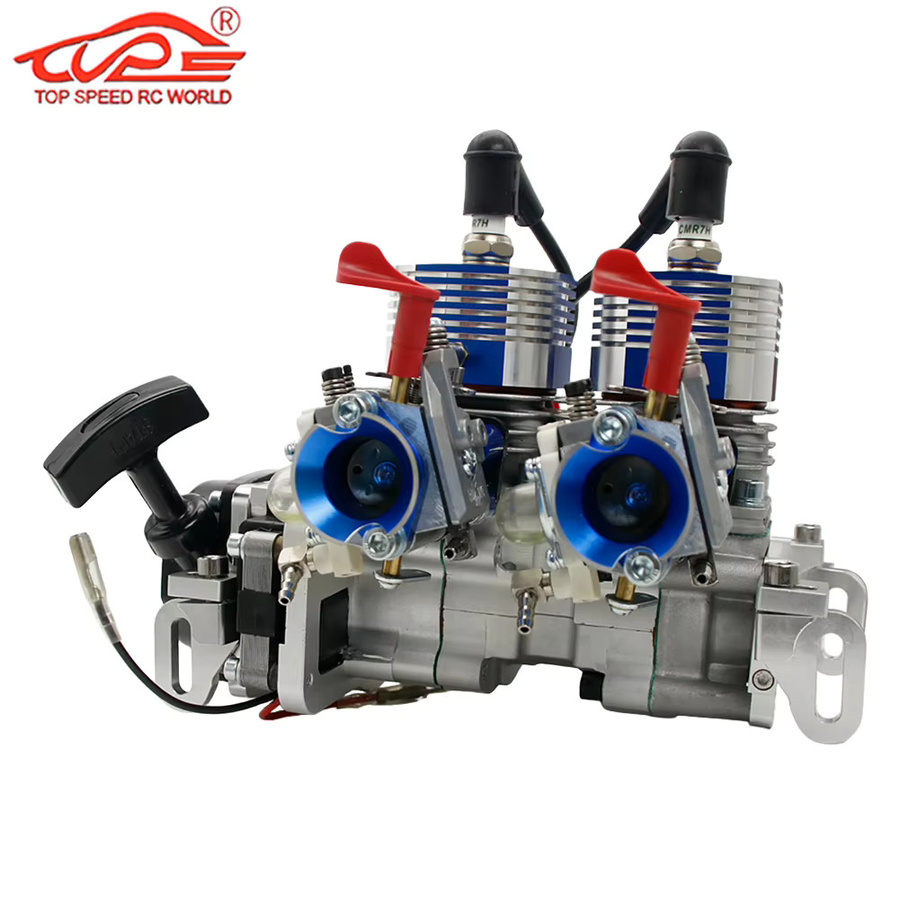 TOP SPEED RC WORLD 58ccm gegen den Uhrzeiger sinn rotierender Zweizylinder-Gasmotor, RC-Boot-Spielzeug, Blau, Metall - Bild 2