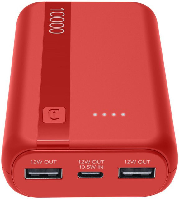 CellularLine Power Bank ESSENTIAL 10000 in Rot mit USB-C und USB-A Anschlüssen - Bild 1