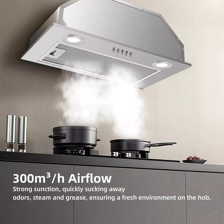 KICHPOWER Unterbau-Dunstabzugshaube in Silber aus Edelstahl mit LED-Display, Abluft und Umluft, Breite: 52 cm - Bild 5