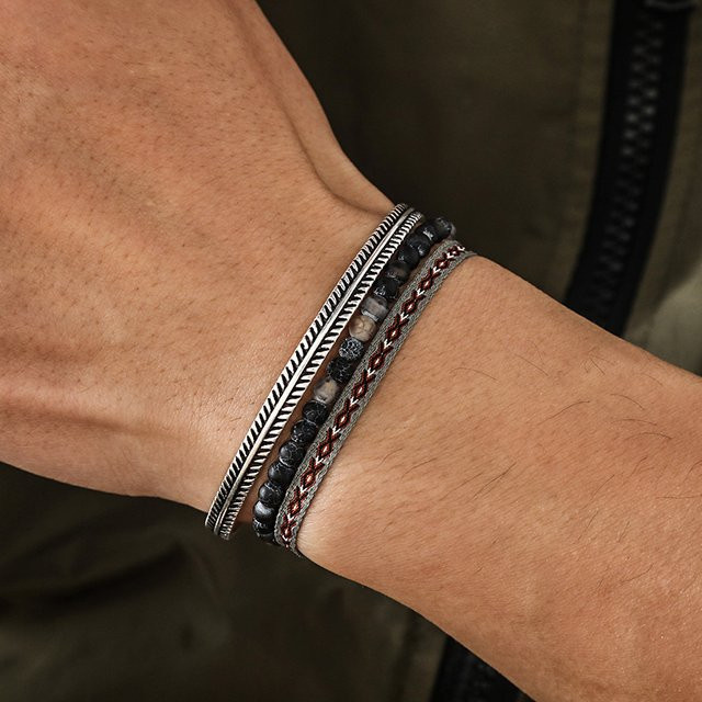 woozu Armband-Set, 925 Silber, Herren, Silber - Bild 1