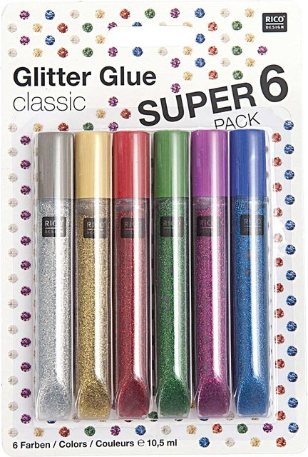 Rico Design Glitter Glue Classic Set mit 6 Flaschen à 10,5 ml - Bild 1