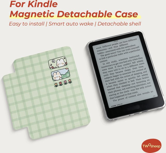 Twosheep Kindle Hülle mit transparenter Rückseite und magnetisch abnehmbarem Cover für Kindle Paperwhite 12. 11. 10. und 7. Generation in transparentem Design - Bild 1