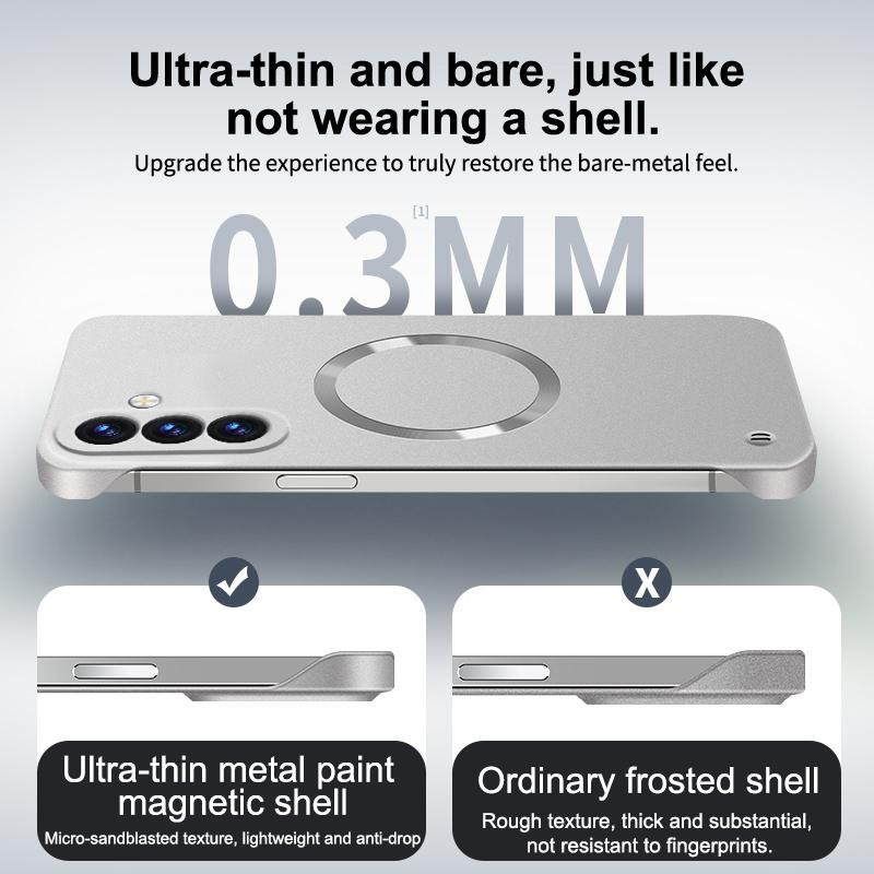 Magnetische Schutzhülle in Schwarz für Samsung Galaxy A17 A37 A57 mit MagSafe Kompatibilität und ultra dünnem Metall-Design aus hartem PC - Bild 3