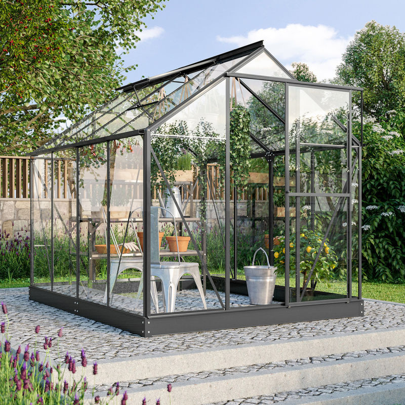 Vitavia Gewächshaus Triton 5000 Schwarz 5 m² mit Stahlfundamentrahmen und ESG-Sicherheitsglas - Bild 3
