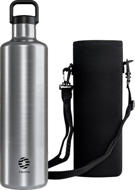 FEIJIAN Thermosbecher aus Edelstahl in Blau und Silber mit Stoffbeutel, 1750 ml - Bild 1