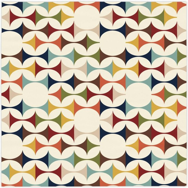 Quadratische Tischdecke JMG Household Supplies im Mid Century Modern Retro Design, Geometrische Abstrakte Kunst, Braun/Mehrfarbig, B/T: 152 x 152 cm - Bild 1