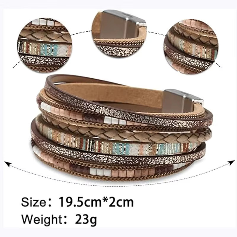 RUIYI Leder-Wickelarmband, Kristall, Boho, Damen - Bild 2
