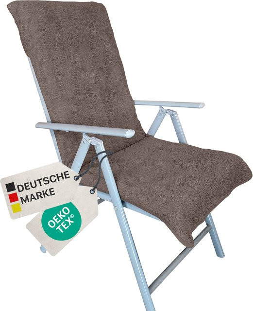 NYVI Frottee Schonbezug für Hochlehner Gartenstühle in Taupe, B/H: 60 x 130 cm - Bild 1