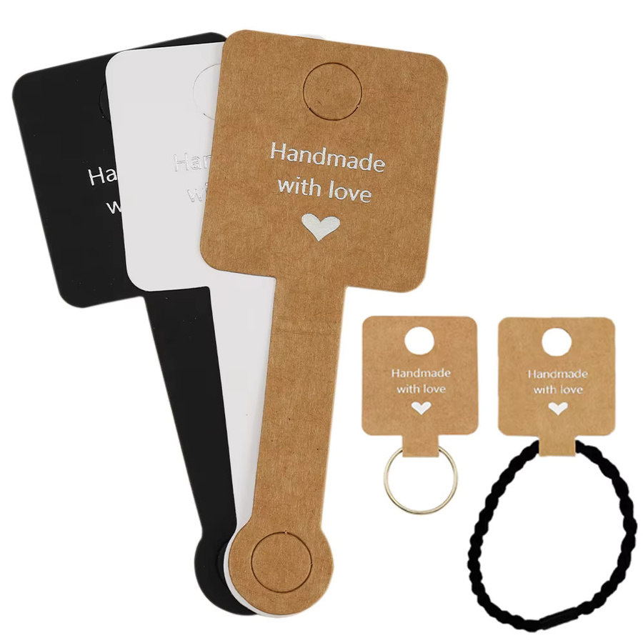 MOONMADE Kraftpapier Schmuckkarten für Armbänder und Halsketten, 50 Stück, Weiß und Braun, B: 4 cm, H: 10 cm - Bild 2