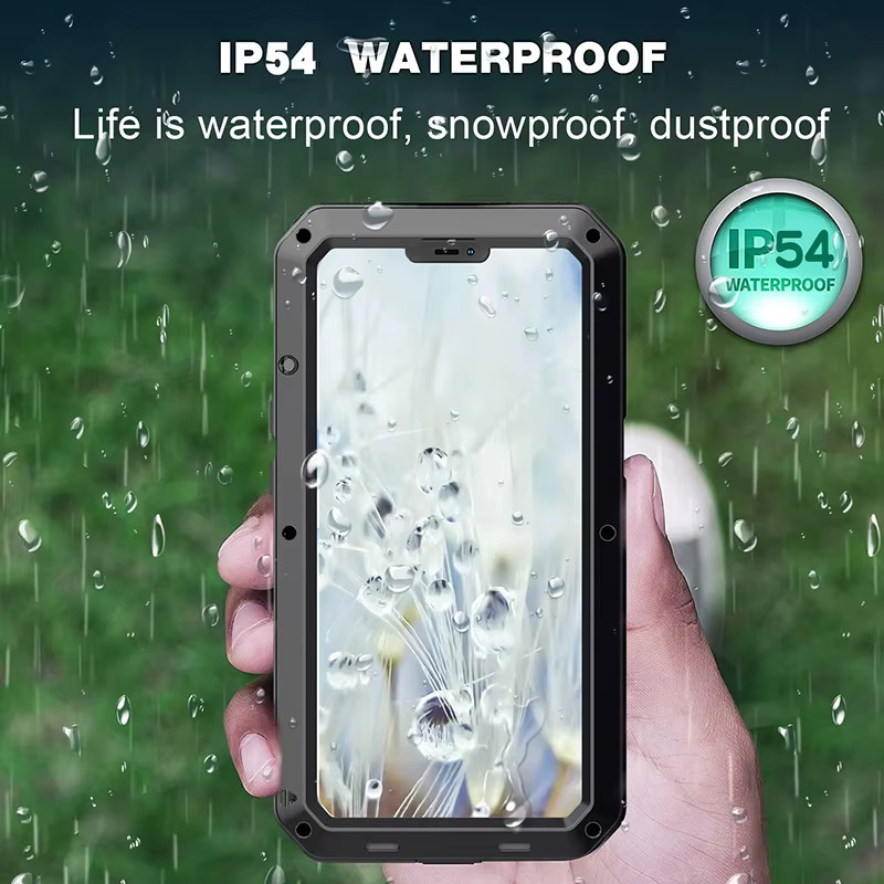 Wasserdichte Metallhülle mit Gorilla-Glasabdeckung für iPhone 11 bis iPhone 17 Air von Foohly in Schwarz mit IP54 Schutz - Bild 3