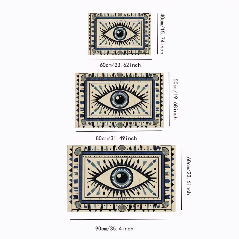 VIKAMA Evil Eye Fußmatte für Küche und Badezimmer, weich und saugfähig, Boho Design, B/T: 60 x 40 cm - Bild 4