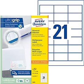 Avery Zweckform Universal-Etiketten 3670, weiß, B: 64 mm, H: 36 mm, 2100 Stück - Bild 1