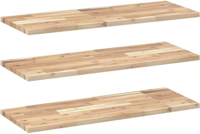 3er Set vidaXL Schweberegale aus Massivholz Akazie, Unbehandelt, Braun, B/T/H: 100 x 30 x 2 cm - Bild 1