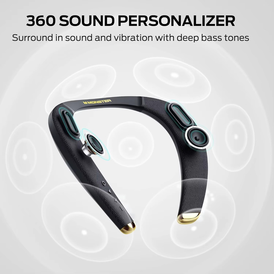 Monster Boomerang Bluetooth Nackenbügel-Lautsprecher in Black Gold mit Hi-Res Qualcomm APT-X und IPX5 Wasserschutz - Bild 2