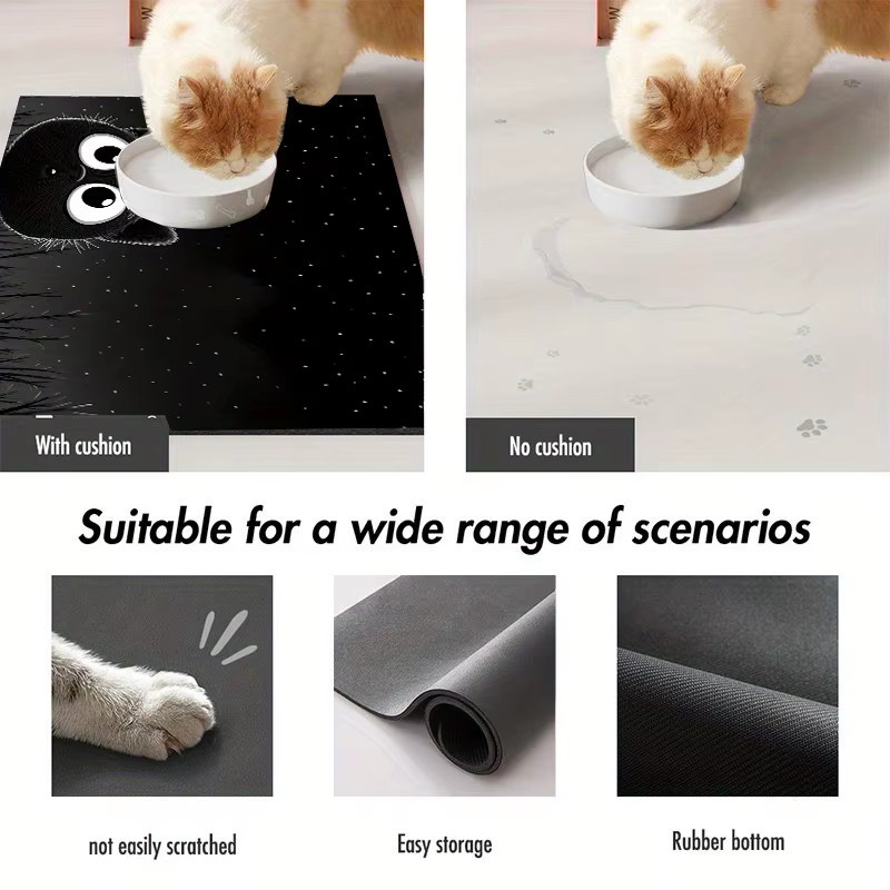 VIKAMA Hundefuttermatte in Schwarz, rutschfeste und wasserabsorbierende Bodenmatte für Futter und Wasser, B/T: 40 x 40 cm - Bild 3