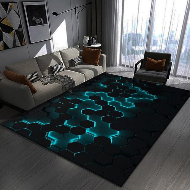 Lodestar Druckteppich mit 3D Vision Geometrischem Muster, Schmutzabweisend und Leicht zu Reinigen, B/T: 160 x 120 cm - Bild 1