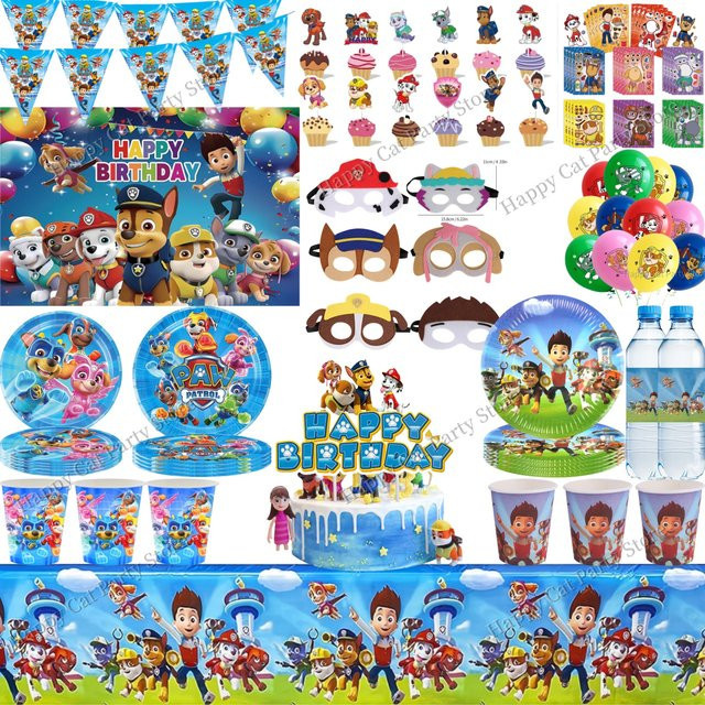 PAW Patrol Geburtstagsparty-Dekorationsset aus Papier in Mehrfarbig für Kinder mit Tischgeschirr, Tischdecke, Tellern, Bechern, Servietten, Geschenktüten und Luftballons - Bild 1