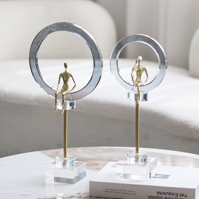 Luxus Kristall Denker Figur mit Doppelring Basis als Designer Deko Ornament für dein Zuhause - Bild 4