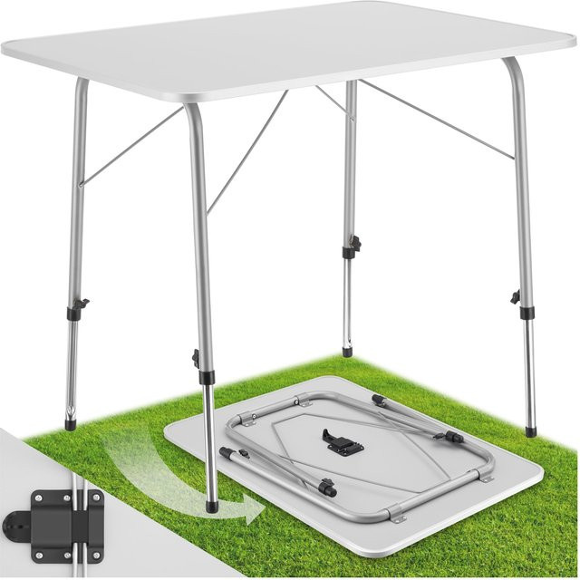 TECTAKE Campingtisch Julian klappbar mit furnierter MDF Platte in Grau, B/T/H: 80 x 60 x 68 cm - Bild 1