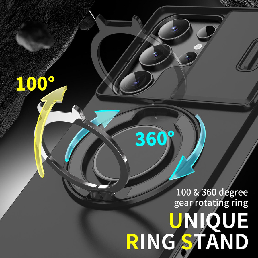 Magnetische Schutzhülle mit Schiebe-Linsenschutz für Samsung Galaxy S26 Ultra S26+ S26 Edge in Schwarz - Bild 1