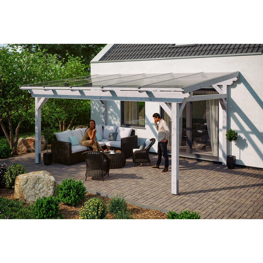 Skan Holz Terrassenüberdachung Sanremo aus Leimholz in Weiß mit Polycarbonat-Dach, B/T: 541 x 400 cm - Bild 2