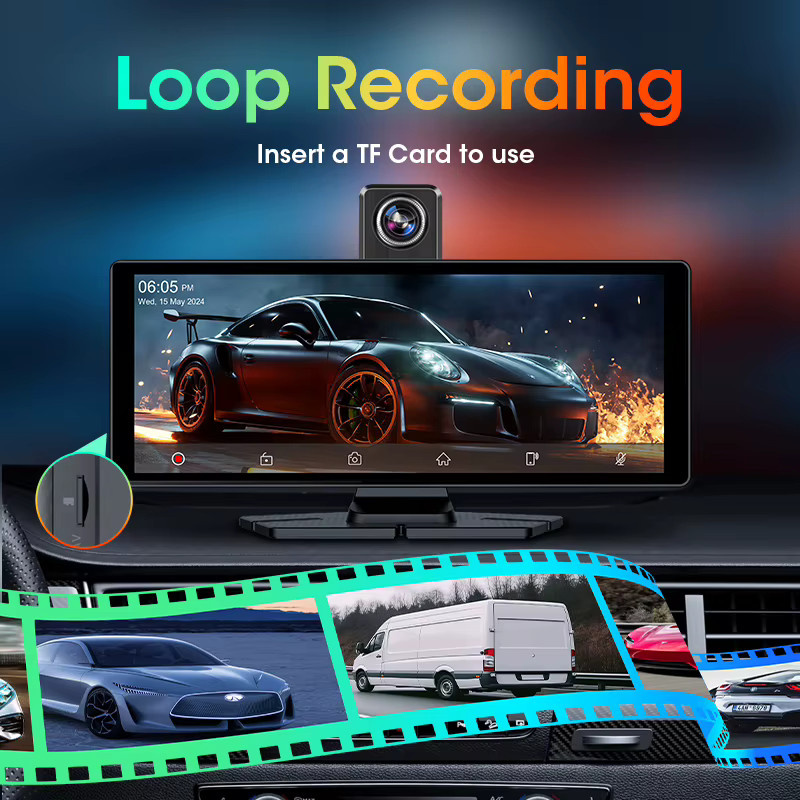 Jansite 4K UHD Dashcam mit Apple CarPlay und Android Auto, Dual Lens Auto Kamera vorne und hinten, Schwarz - Bild 4