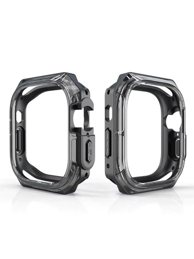 FancyWrist Carbonfaser Hohlgehäuse Abdeckung für Apple Watch in Schwarz, passend für 40mm, 41mm, 42mm, 44mm, 45mm, 46mm und 49mm, ohne Displayschutz - Bild 2
