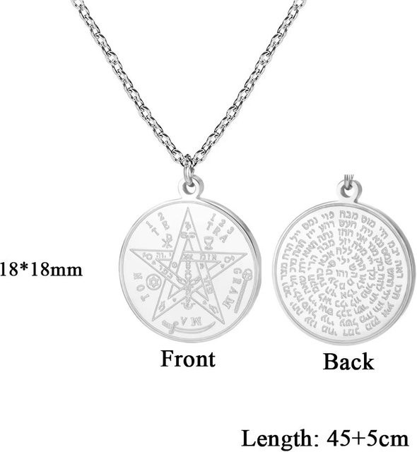Tetragrammaton Hexenknoten Anhänger Halskette, Edelstahl, Weiß, Damen - Bild 1