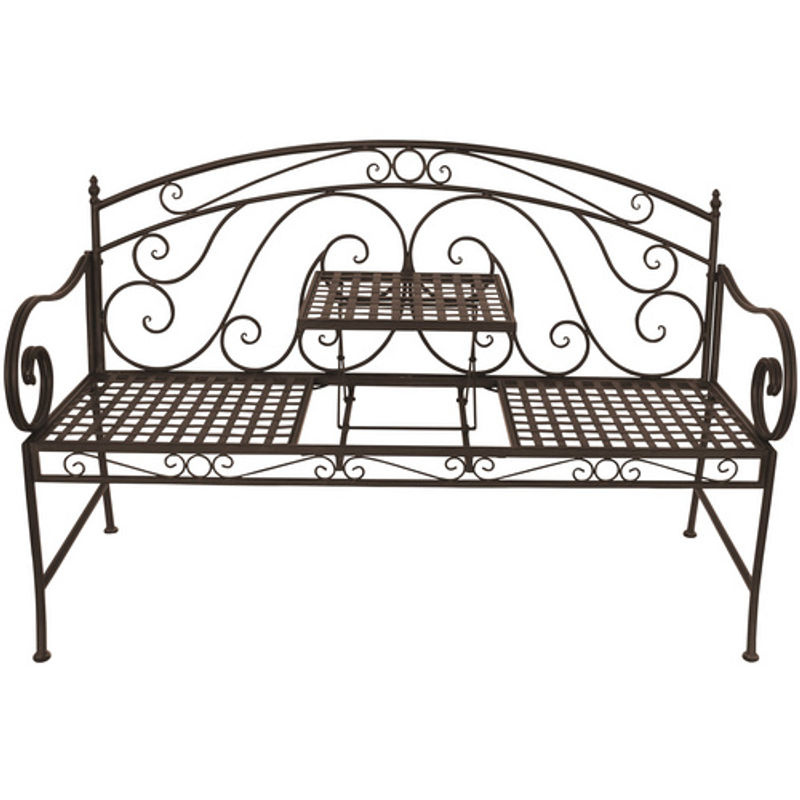 Garden Pleasure Gartenbank Saket 2-Sitzer aus Schmiedeeisen mit Tisch in Braun B/H/T: 146 x 96 x 53 cm - Bild 4