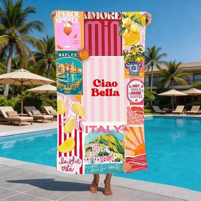JMG Household Supplies Amalfiküste Italienisches Strandtuch aus Mikrofaser, sandfrei und schnelltrocknend, B/H: 70 x 140 cm, Multicolour - Bild 1