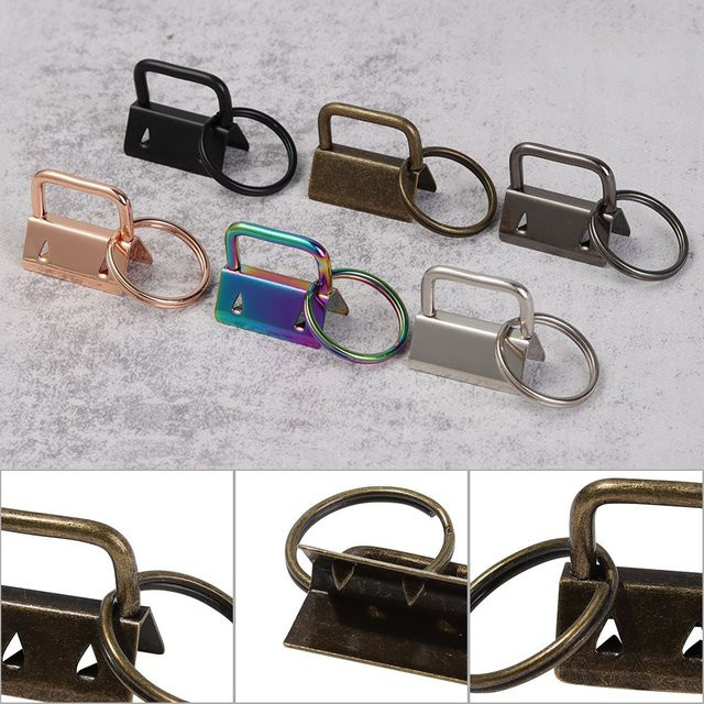 Schlüsselanhänger mit geprägtem Stoffband, 26/32mm, 5 Stück - Bild 1