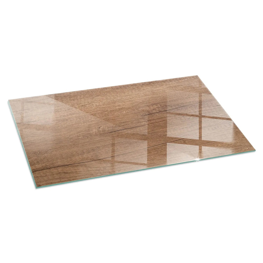 Tulup Glasplatte für Kaminöfen mit natürlichem Holzmuster in Braun, B: 140 cm, H: 70 cm - Bild 2