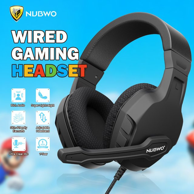 NUBWO U3 Gaming-Headset in Schwarz und Orange mit Mikrofon und Stereoklang für PC, PlayStation und Xbox - Bild 1