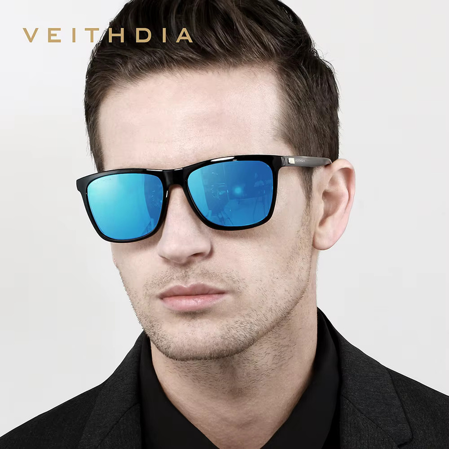 VEITHDIA 6108 Sonnenbrille, Vollrand, Square, Schwarz, Unisex - Bild 3